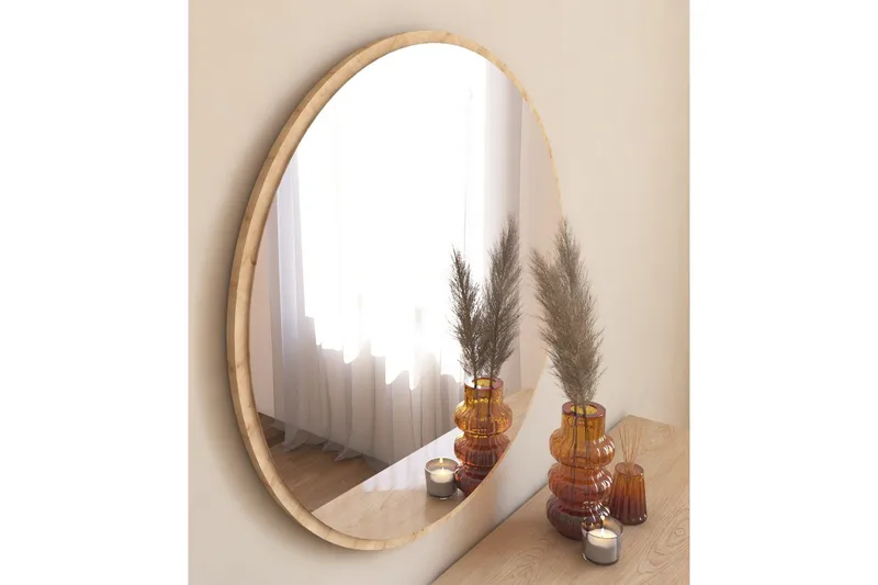 Buhem Spejl 60 cm Rund - Træ/Natur - Boligtilbehør - Spejle - Vægspejl