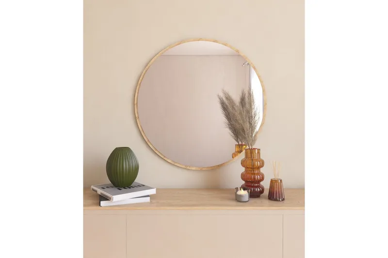 Buhem Spejl 60 cm Rund - Træ/Natur - Boligtilbehør - Spejle - Vægspejl