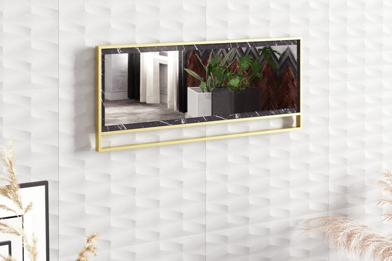 Cofield Spejl 90 cm - Guld|Sort - Vægspejl - Entréspejl