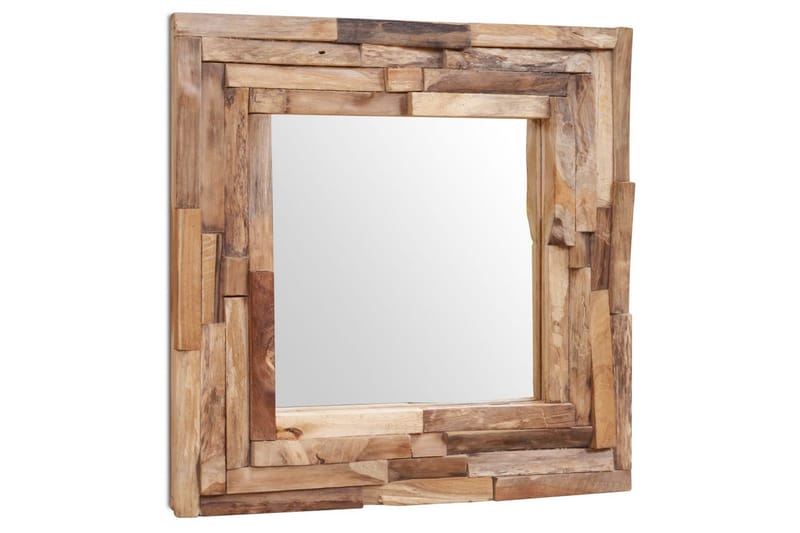 Dekorativt Spejl I Teak 60 X 60 Cm Firkantet - Brun - Boligtilbehør - Spejle - Vægspejl