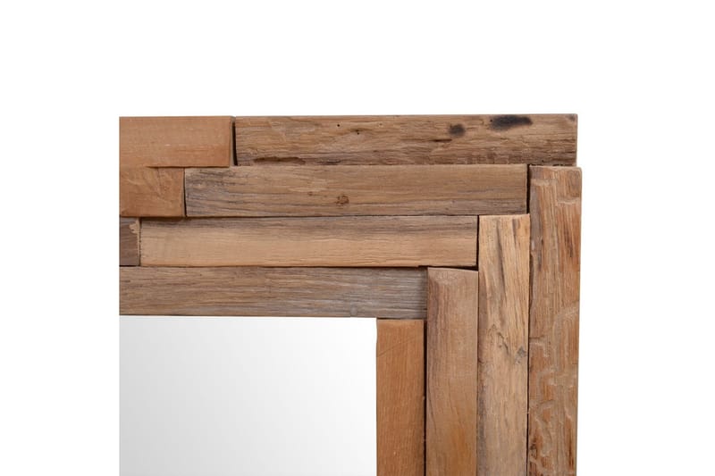 Dekorativt Spejl I Teak 60 X 60 Cm Firkantet - Brun - Boligtilbehør - Spejle - Vægspejl