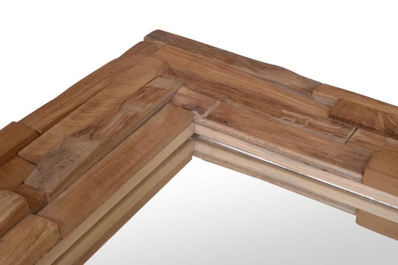Dekorativt Spejl I Teak 60 X 60 Cm Firkantet - Brun - Boligtilbehør - Spejle - Vægspejl