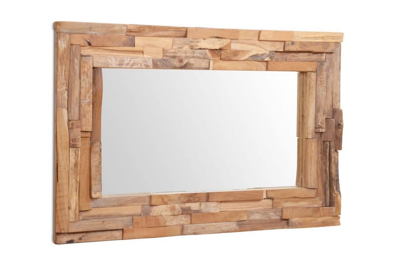 Dekorativt Spejl I Teak 90 X 60 Cm Rektangulært - Brun - Boligtilbehør - Spejle - Vægspejl