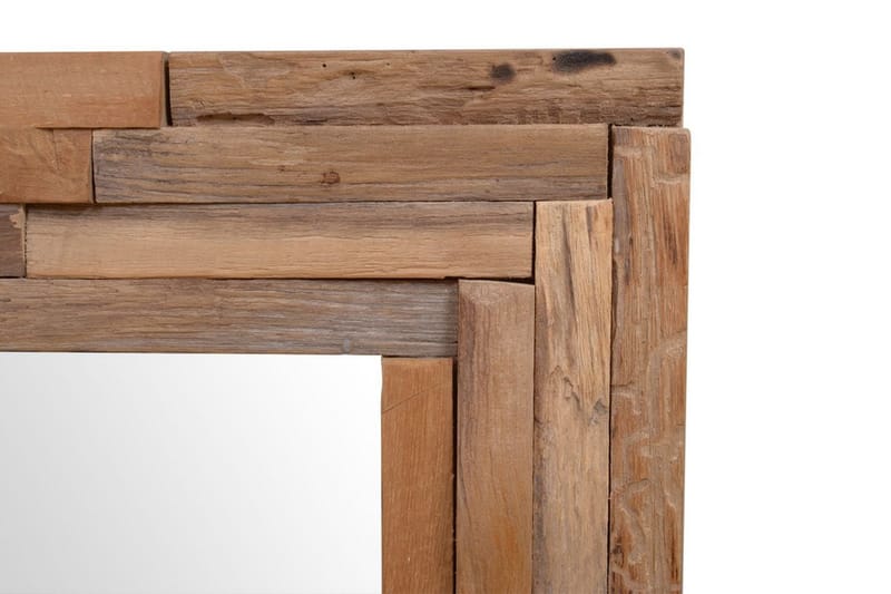 Dekorativt Spejl I Teak 90 X 60 Cm Rektangulært - Brun - Boligtilbehør - Spejle - Vægspejl