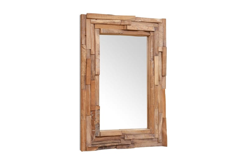 Dekorativt Spejl I Teak 90 X 60 Cm Rektangulært - Brun - Boligtilbehør - Spejle - Vægspejl