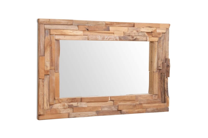 Dekorativt Spejl I Teak 90 X 60 Cm Rektangulært - Brun - Boligtilbehør - Spejle - Vægspejl