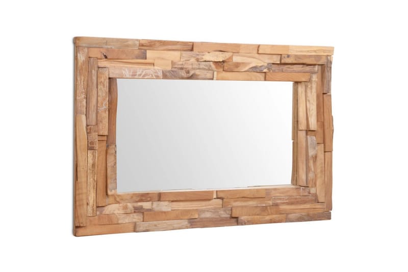 Dekorativt Spejl I Teak 90 X 60 Cm Rektangulært - Brun - Boligtilbehør - Spejle - Vægspejl