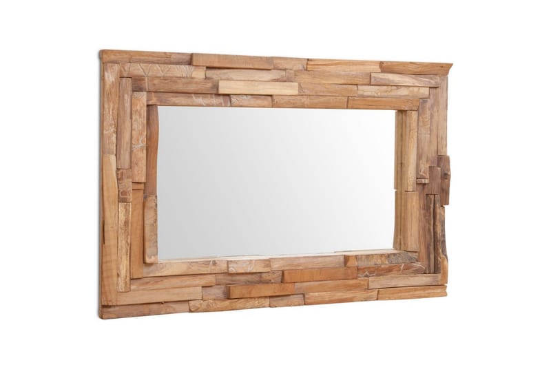 Dekorativt Spejl I Teak 90 X 60 Cm Rektangulært - Brun - Boligtilbehør - Spejle - Vægspejl