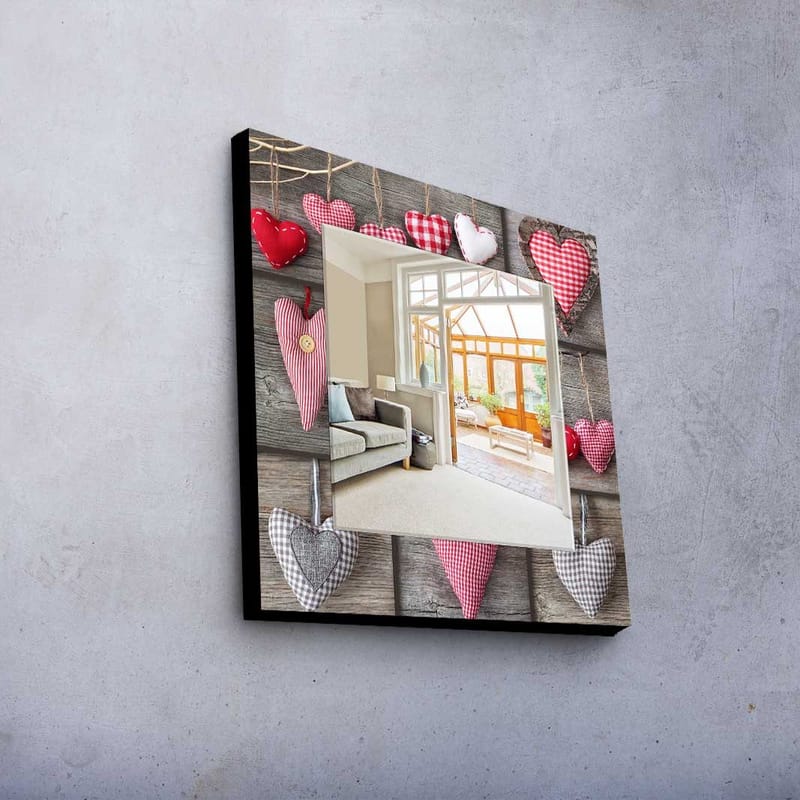 Dekorspejl 50x50 cm - Flerfarvet - Boligtilbehør - Spejle - Vægspejl