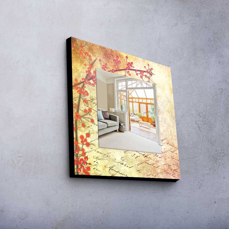 Dekorspejl 50x50 cm - Flerfarvet - Boligtilbehør - Spejle - Vægspejl