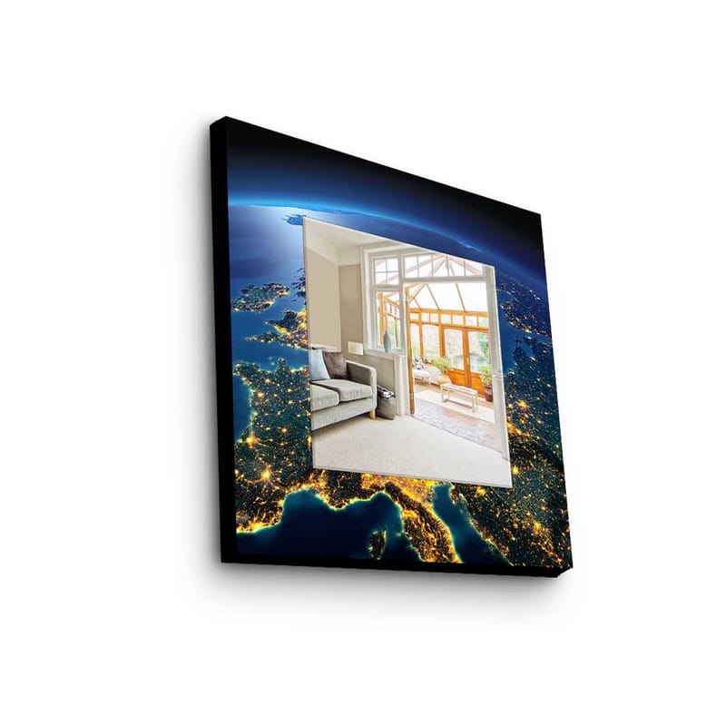 Dekorspejl 50x50 cm - Flerfarvet - Vægspejl - Entréspejl