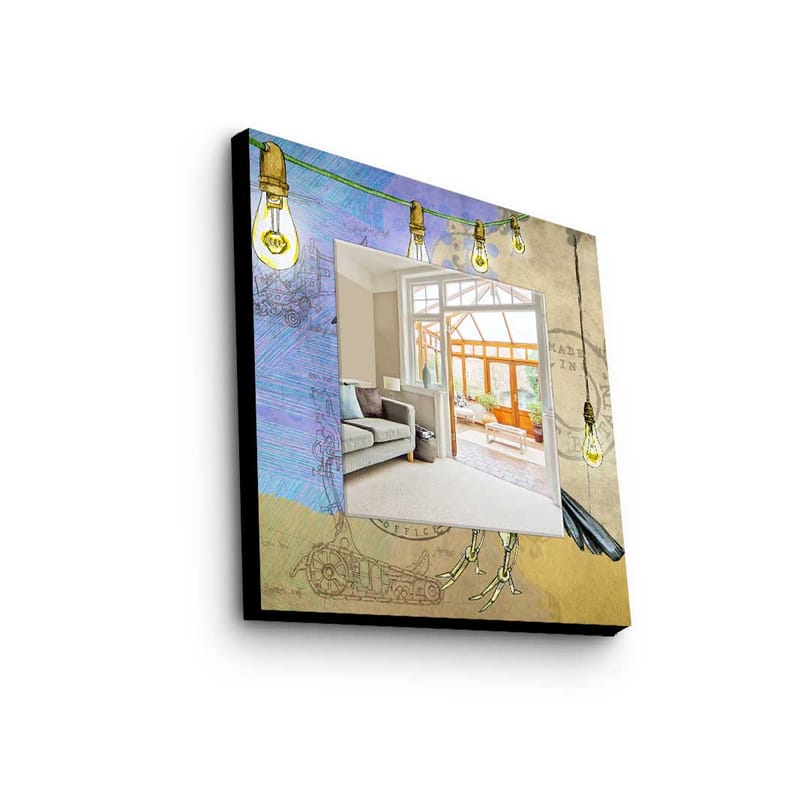 Dekorspejl 50x50 cm - Flerfarvet - Boligtilbehør - Spejle - Vægspejl