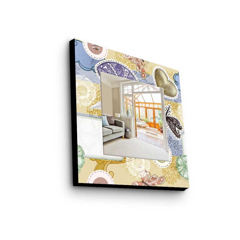 Dekorspejl 50x50 cm - Flerfarvet - Boligtilbehør - Spejle - Vægspejl