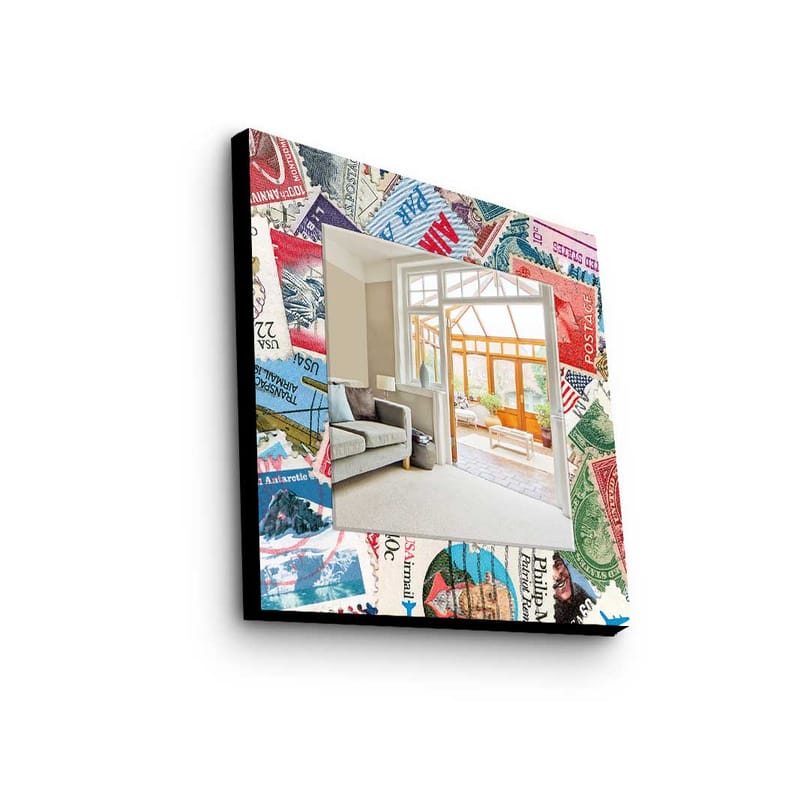 Dekorspejl 50x50 cm - Flerfarvet - Boligtilbehør - Spejle - V�ægspejl