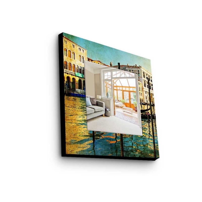 Dekorspejl 50x50 cm - Flerfarvet - Boligtilbehør - Spejle - Vægspejl