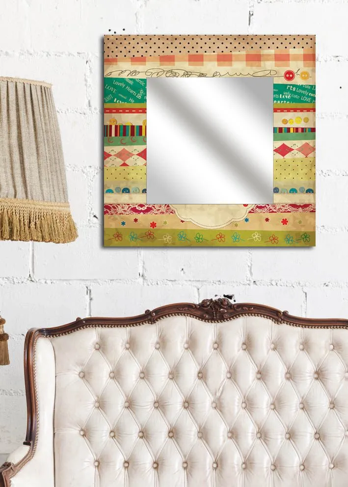 Dekorspejl 50x50 cm, Flerfarvet