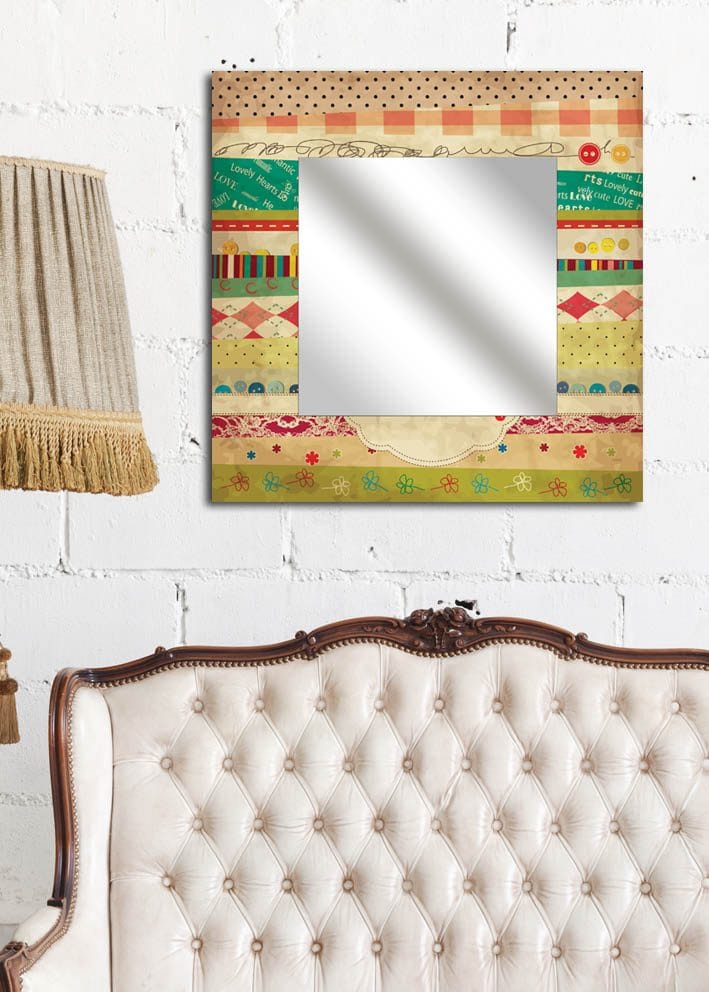 Dekorspejl 50x50 cm, Flerfarvet