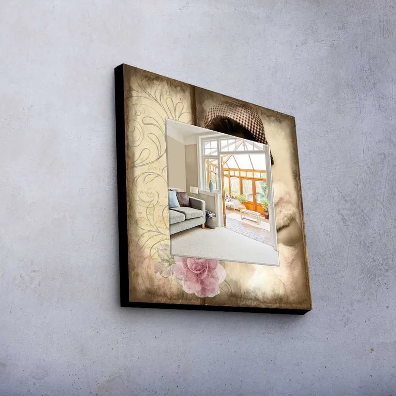 Dekorspejl 50x50 cm - Flerfarvet - Boligtilbehør - Spejle - Vægspejl