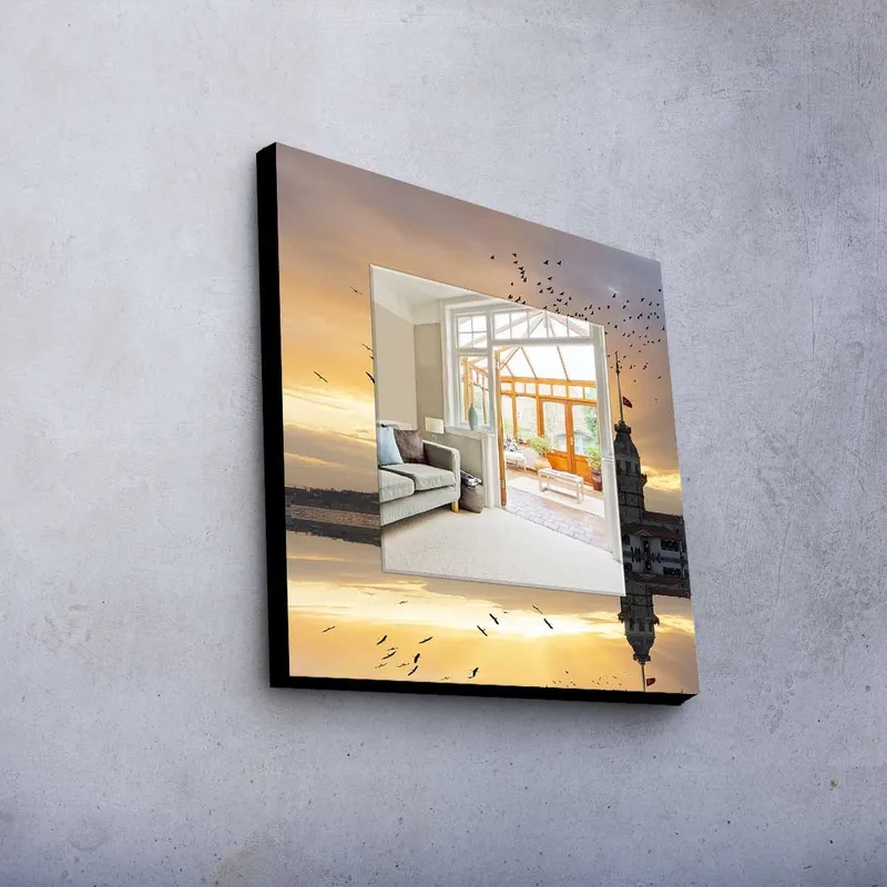 Dekorspejl 50x50 cm - Flerfarvet - Boligtilbehør - Spejle - Vægspejl