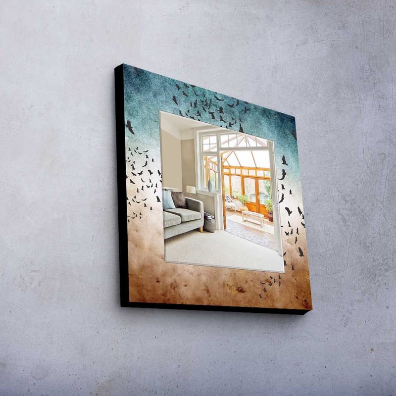 Dekorspejl 50x50 cm - Flerfarvet - Boligtilbehør - Spejle - Vægspejl