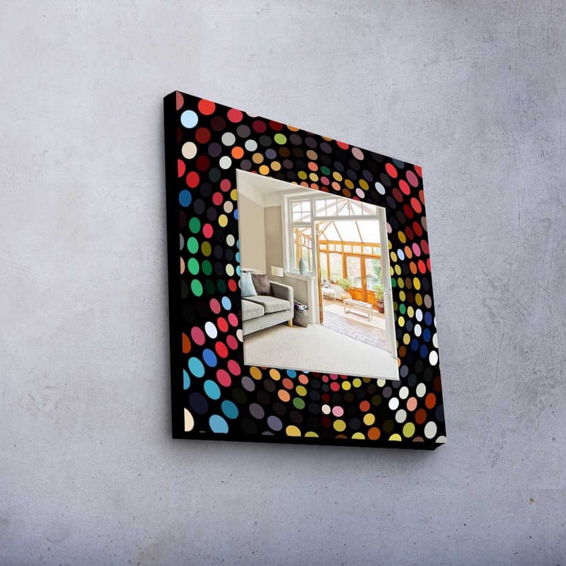 Dekorspejl 50x50 cm - Flerfarvet - Boligtilbehør - Spejle - Vægspejl