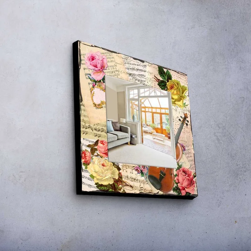 Dekorspejl 50x50 cm - Flerfarvet - Boligtilbehør - Spejle - Vægspejl