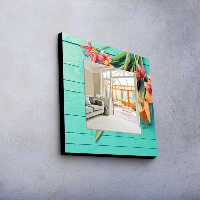 Dekorspejl 50x50 cm - Flerfarvet - Boligtilbehør - Spejle - Vægspejl