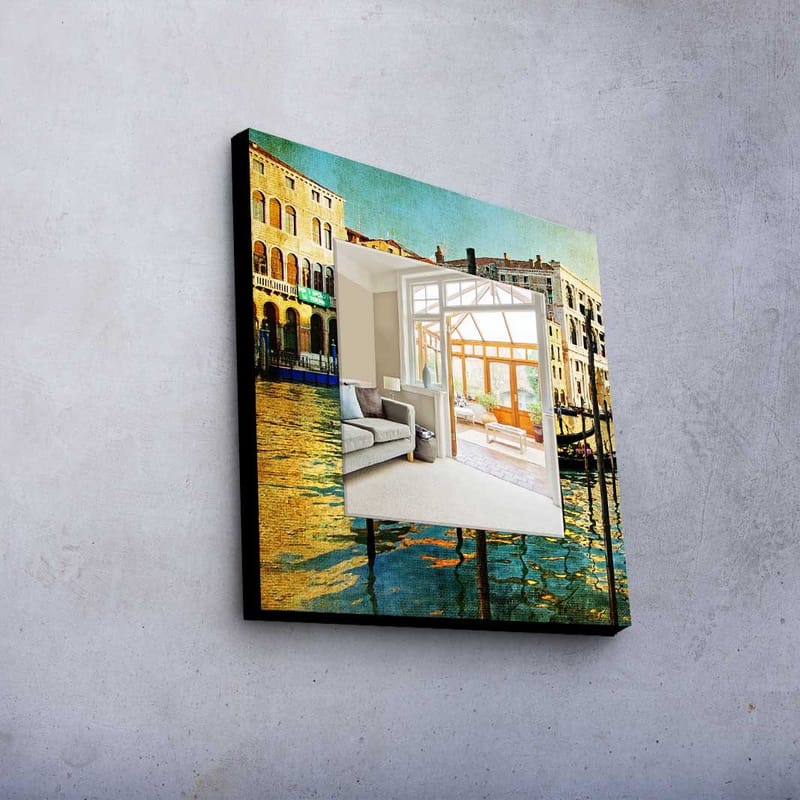 Dekorspejl 50x50 cm - Flerfarvet - Boligtilbehør - Spejle - Vægspejl