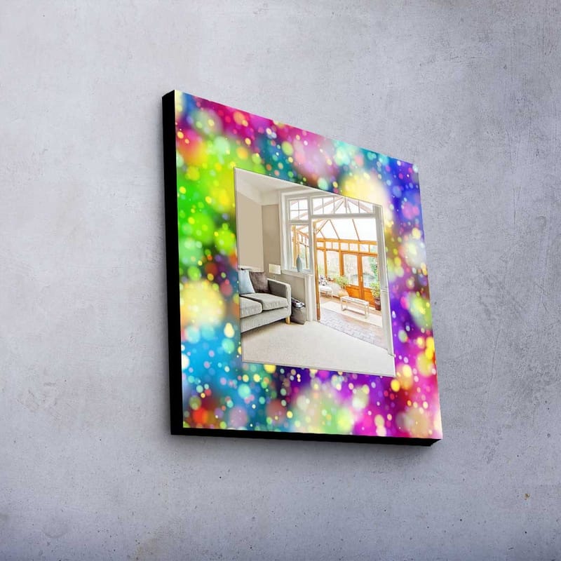 Dekorspejl 50x50 cm - Flerfarvet - Boligtilbehør - Spejle - Vægspejl
