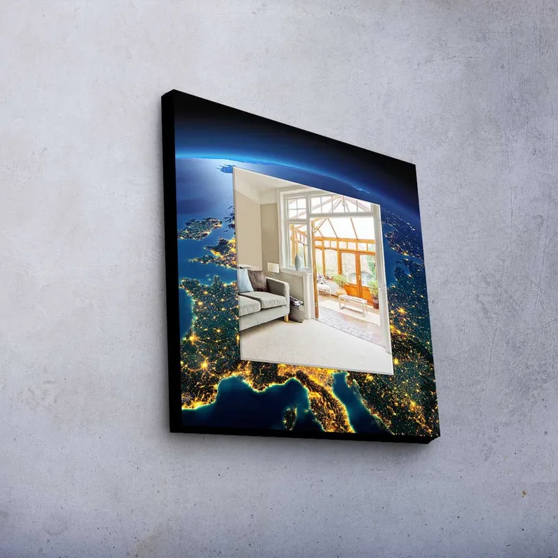 Dekorspejl 50x50 cm - Flerfarvet - Boligtilbehør - Spejle - Vægspejl