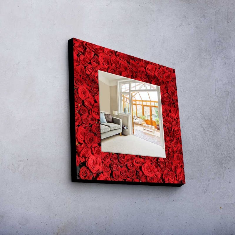 Denisova Dekorativt spejl 50x50 cm jul - Spejlglas / stof / flerfarvet - Boligtilbehør - Spejle - Vægspejl