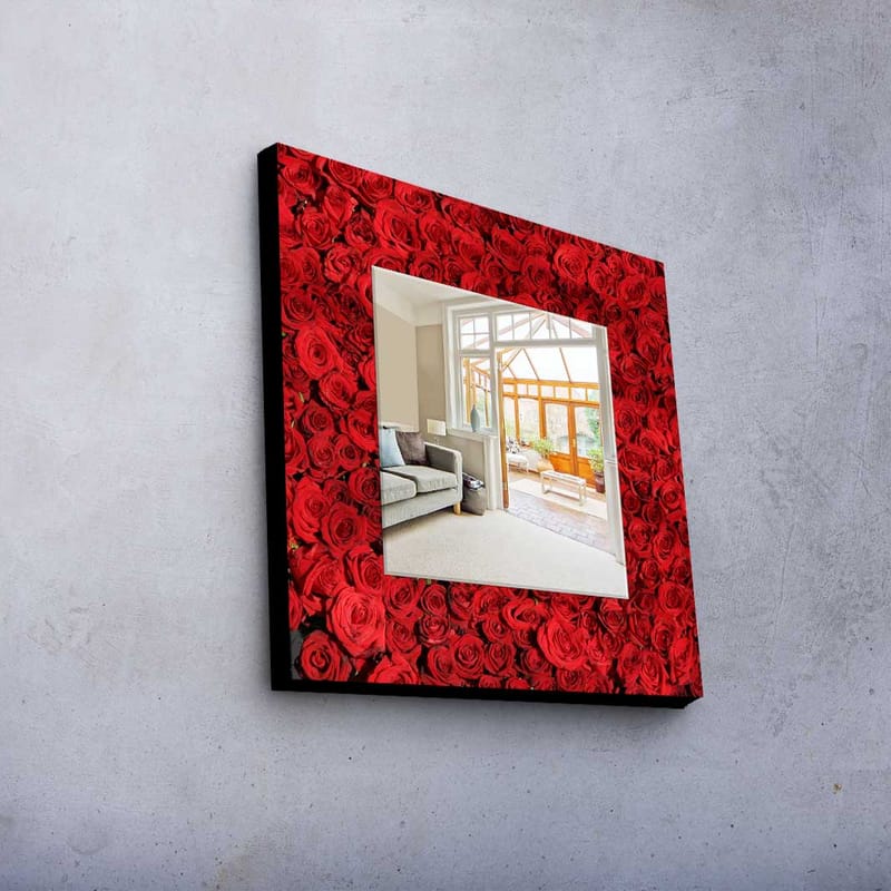 Denisova Dekorativt spejl 50x50 cm jul - Spejlglas / stof / flerfarvet - Vægspejl - Entréspejl