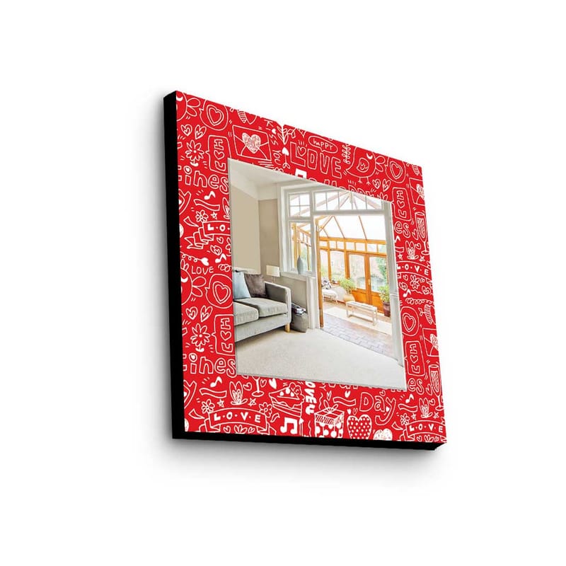 Denisova Dekorativt spejl 50x50 cm jul - Spejlglas / stof / flerfarvet - Vægspejl - Entréspejl