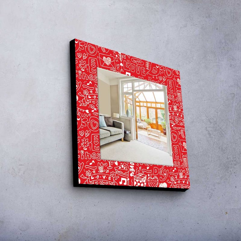 Denisova Dekorativt spejl 50x50 cm jul - Spejlglas / stof / flerfarvet - Boligtilbehør - Spejle - Vægspejl