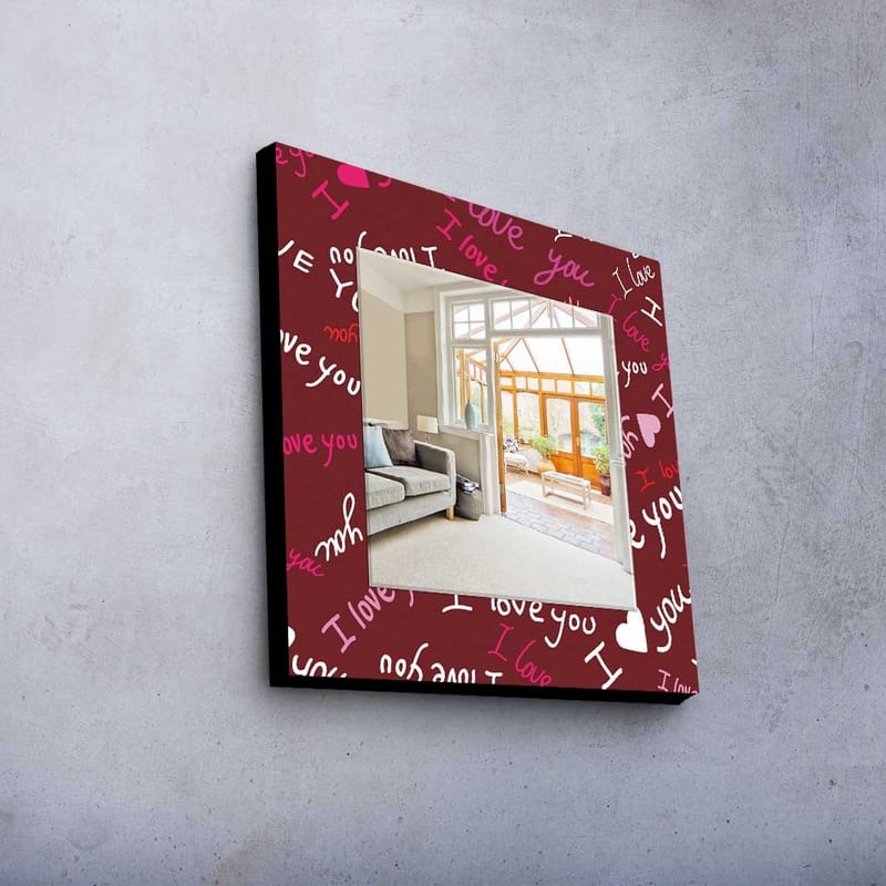 Denisova Dekorativt spejl 50x50 cm jul - Spejlglas / stof / flerfarvet - Boligtilbehør - Spejle - Vægspejl