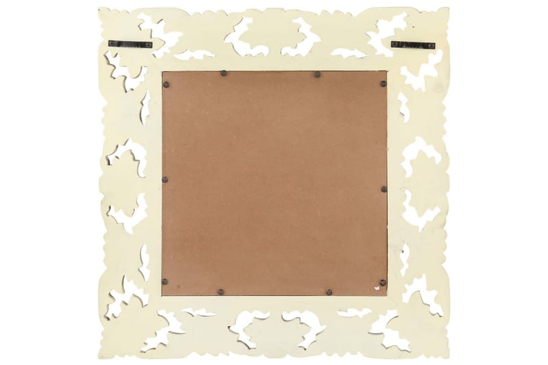 håndskåret spejl 50x50 cm massivt mangotræ hvid - Hvid - Boligtilbehør - Spejle - Vægspejl