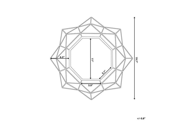 Hillion spejl 50 cm - Guld - Boligtilbehør - Spejle - Vægspejl