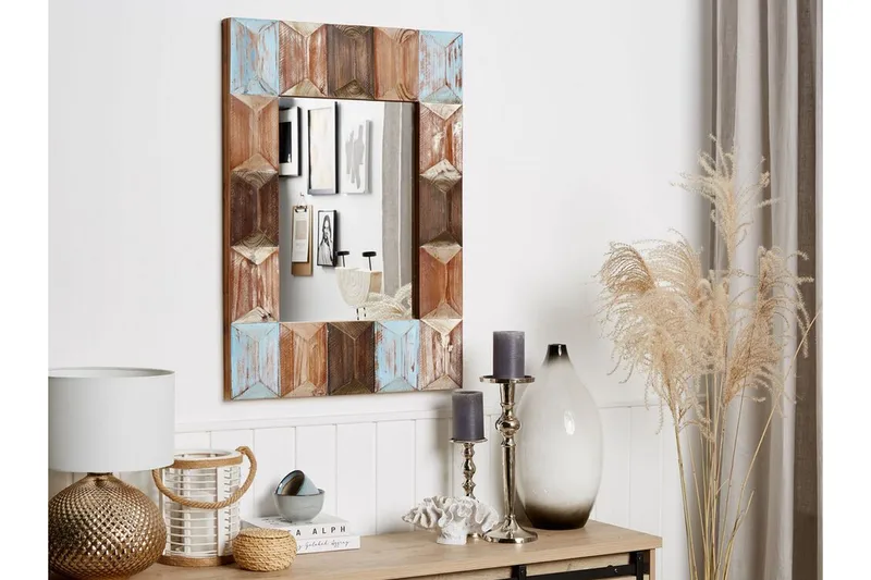 Hizote Spejl 63x90 cm - Flerfarvet - Boligtilbehør - Spejle - Vægspejl