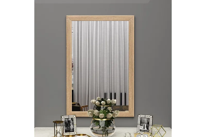 Iuydu Spejl 50 cm Rektangulær - Træ/Natur - Boligtilbehør - Spejle - Vægspejl