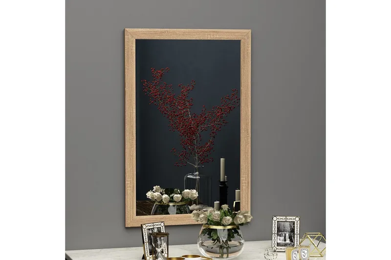 Iuydu Spejl 50 cm Rektangulær - Træ/Natur - Boligtilbehør - Spejle - Vægspejl