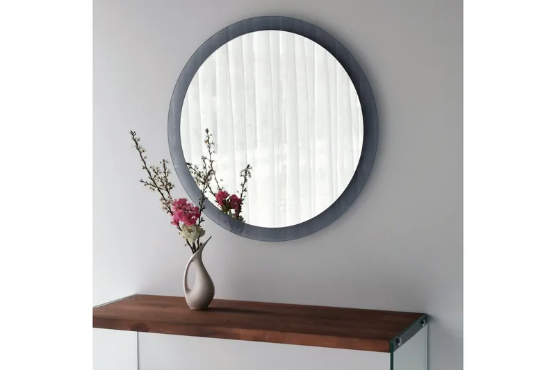 Lepinas Vægspejl Rund 65 cm - Grå/Härdat Glas - Boligtilbehør - Spejle - Vægspejl
