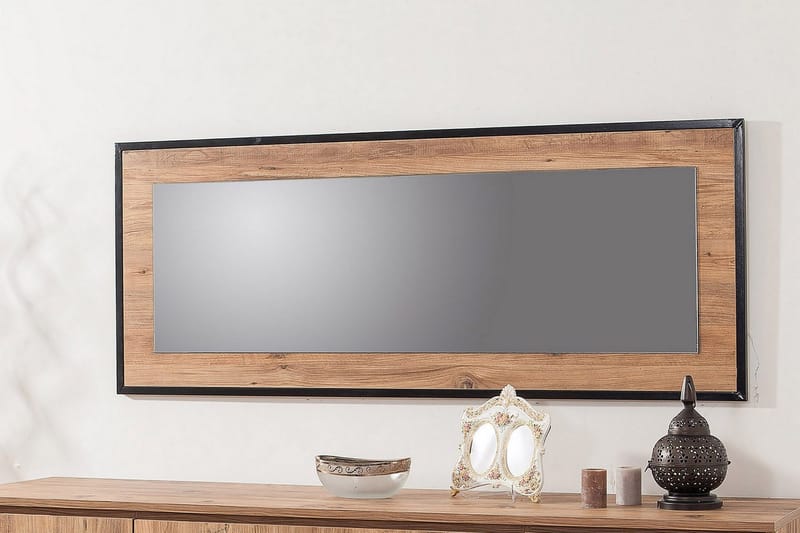 Locate Spejl 60 cm, Træ/natur/Sort