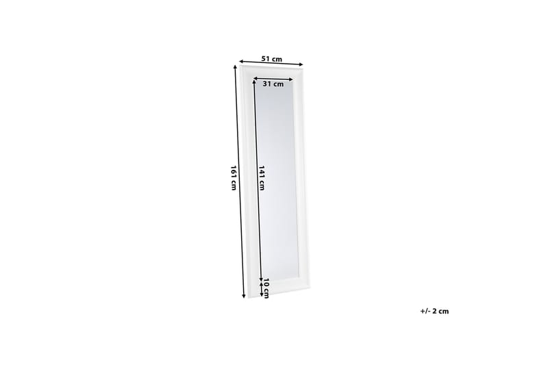 Lunel spejl 51 cm - Hvid - Vægspejl - Helkropsspejl - Entréspejl