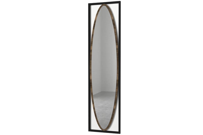 Machek Spejl 39 cm - Sort|Valnød - Vægspejl - Helkropsspejl - Entréspejl