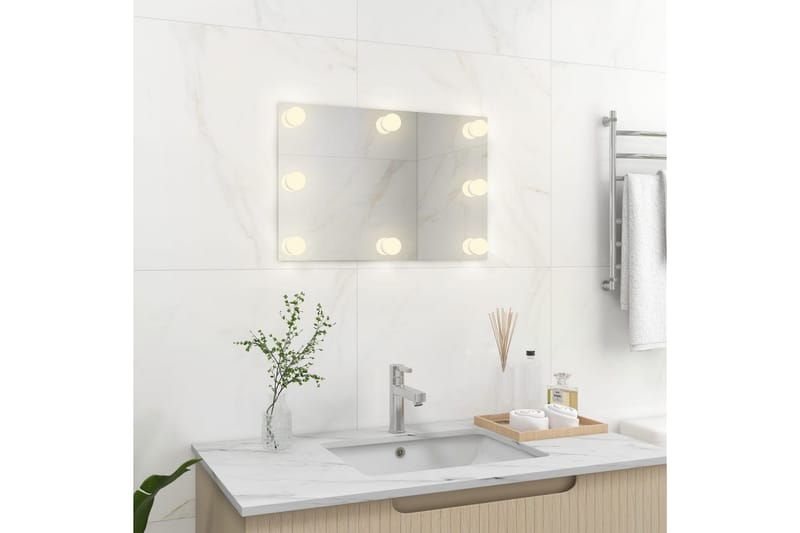 vægspejl med LED-lys rektangulært glas - Sølv - Boligtilbehør - Spejle - Vægspejl