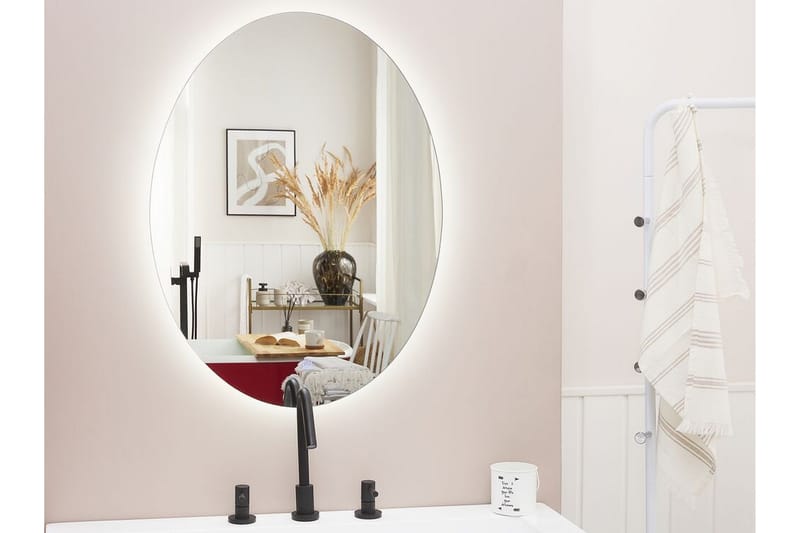 Neronde Spejl Oval med LED-Belysning - Sølv - Vægspejl - Entréspejl