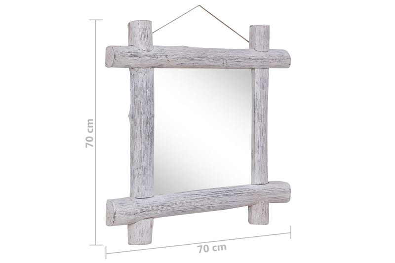Rustikt Spejl Massivt Genanvendt Træ 70x70 cm Hvid - Boligtilbehør - Spejle - Vægspejl