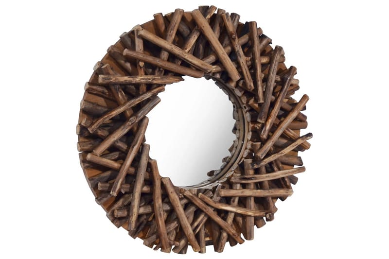 Vægspejl 40 cm Teak Rund - Boligtilbehør - Spejle - Vægspejl