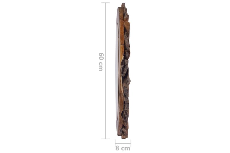 Vægspejl 60 cm Teak Rund - Boligtilbehør - Spejle - Vægspejl