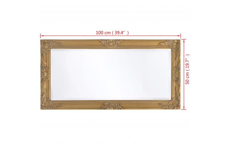 Vægspejl Barok-Stil 100 X 50 Cm Guld - Guld - Boligtilbehør - Spejle - Vægspejl